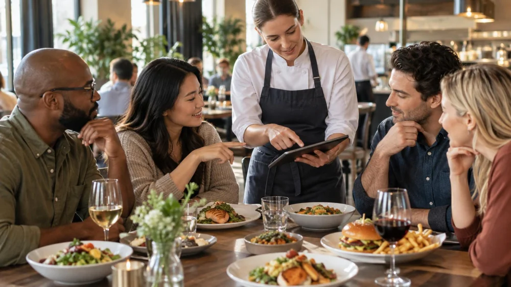 Restaurant Group Order Review: Names, Portions, and Allergens